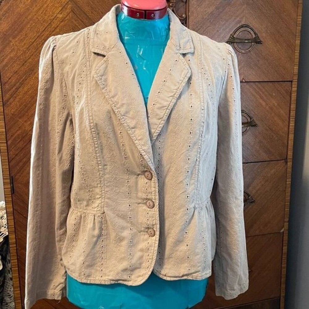 Faded Glory Boho Eyelet Lightweight 100% Cotton Womens Jacket Size L